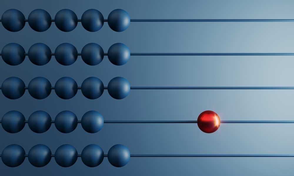 Ball game with a lone red ball against all the blue ones.